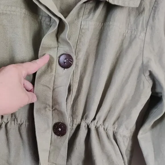 Aliya Wanek Evelyn Jacket Sage Coconut Buttons Size S Hemp-Cotton Oversized - Picture 7 of 8